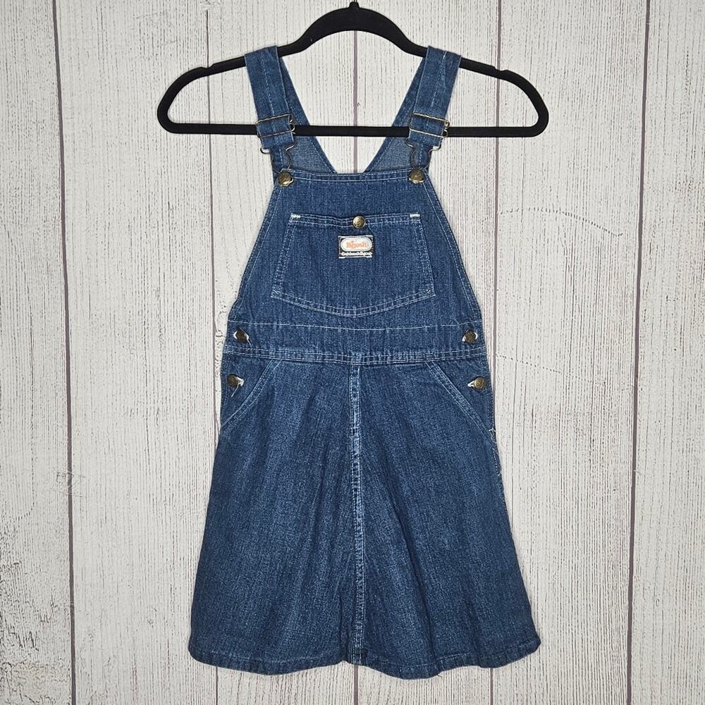 Vintage 70s Darkwash Oshkosh B'gosh Overall Dress, sz approx Med